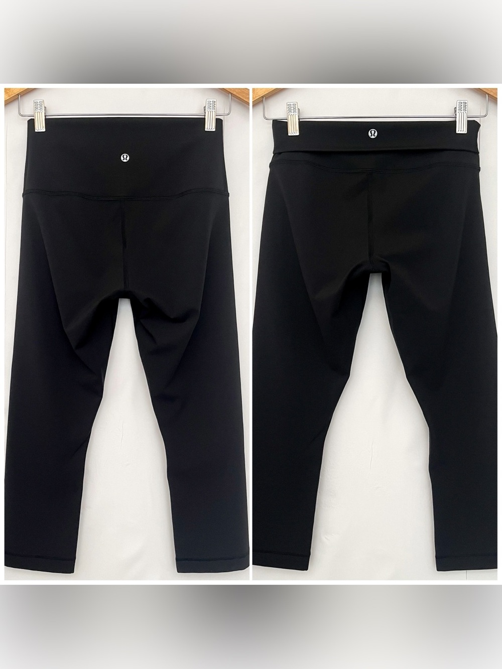 Lululemon Fold Down Waist 2 in 1 Capri Legging Yoga Athleisure Size Small Black